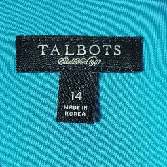 Talbots Turquoise Pleated V-neck Cap Sleeve Dress Size 14 - Picture 7 of 8
